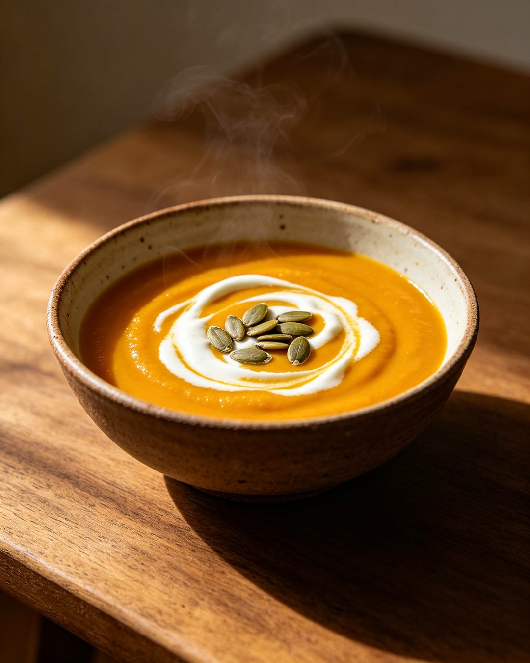 Creamy pumpkin soup recipe card example